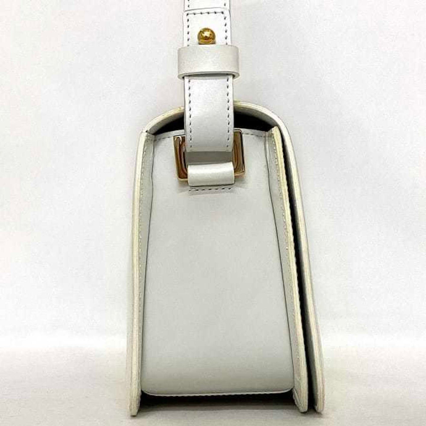 Céline Triomphe, White, Leather, shoulder