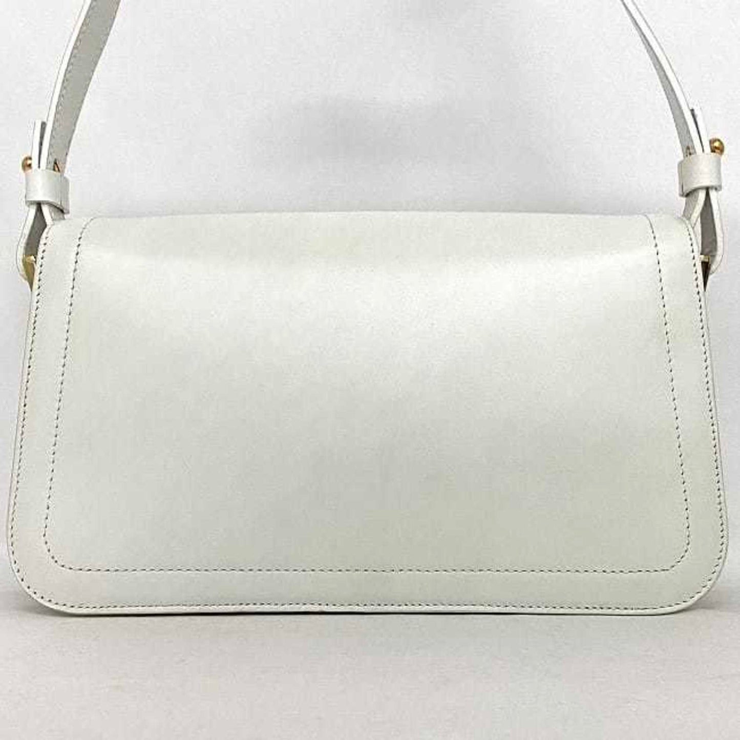 Céline Triomphe, White, Leather, shoulder