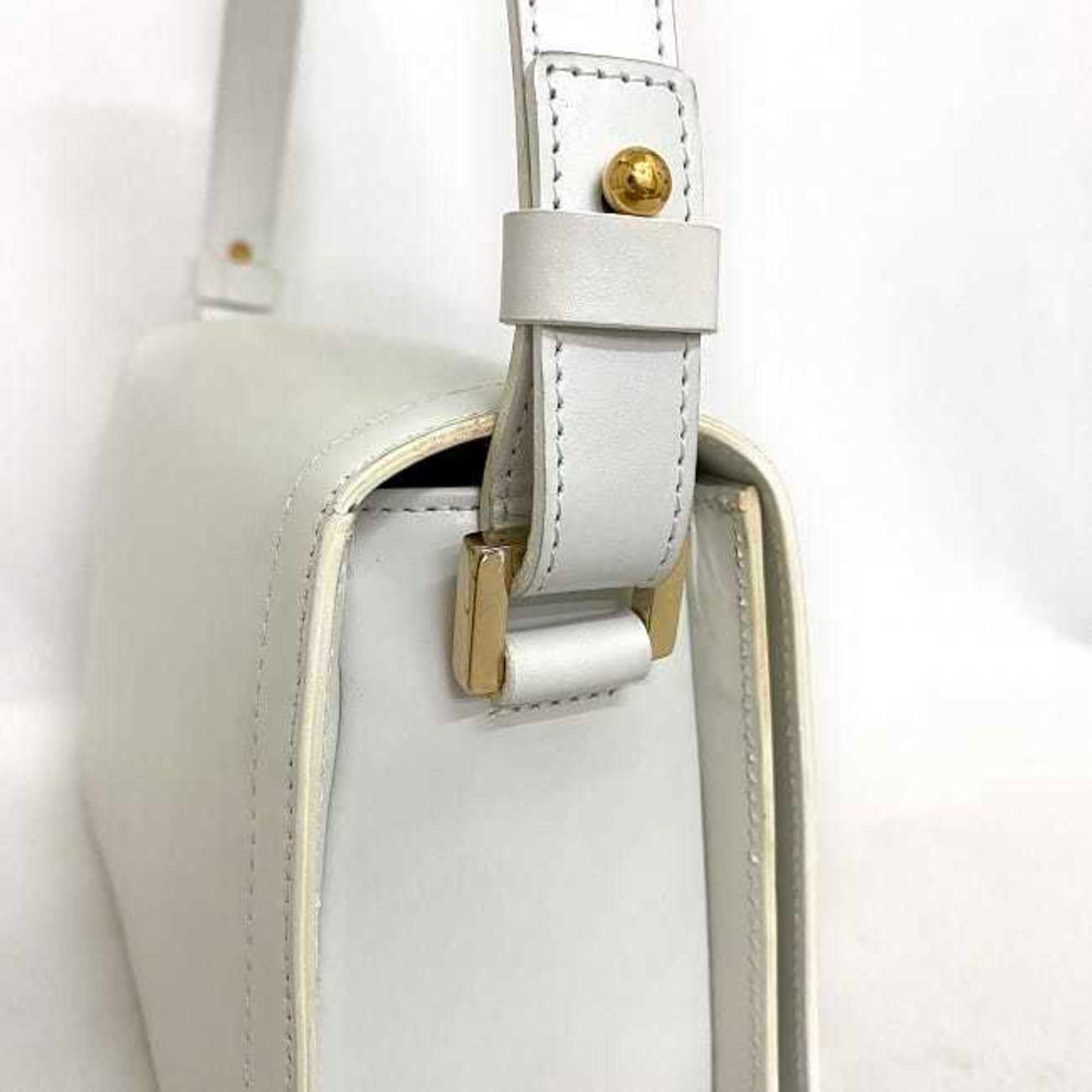 Céline Triomphe, White, Leather, shoulder