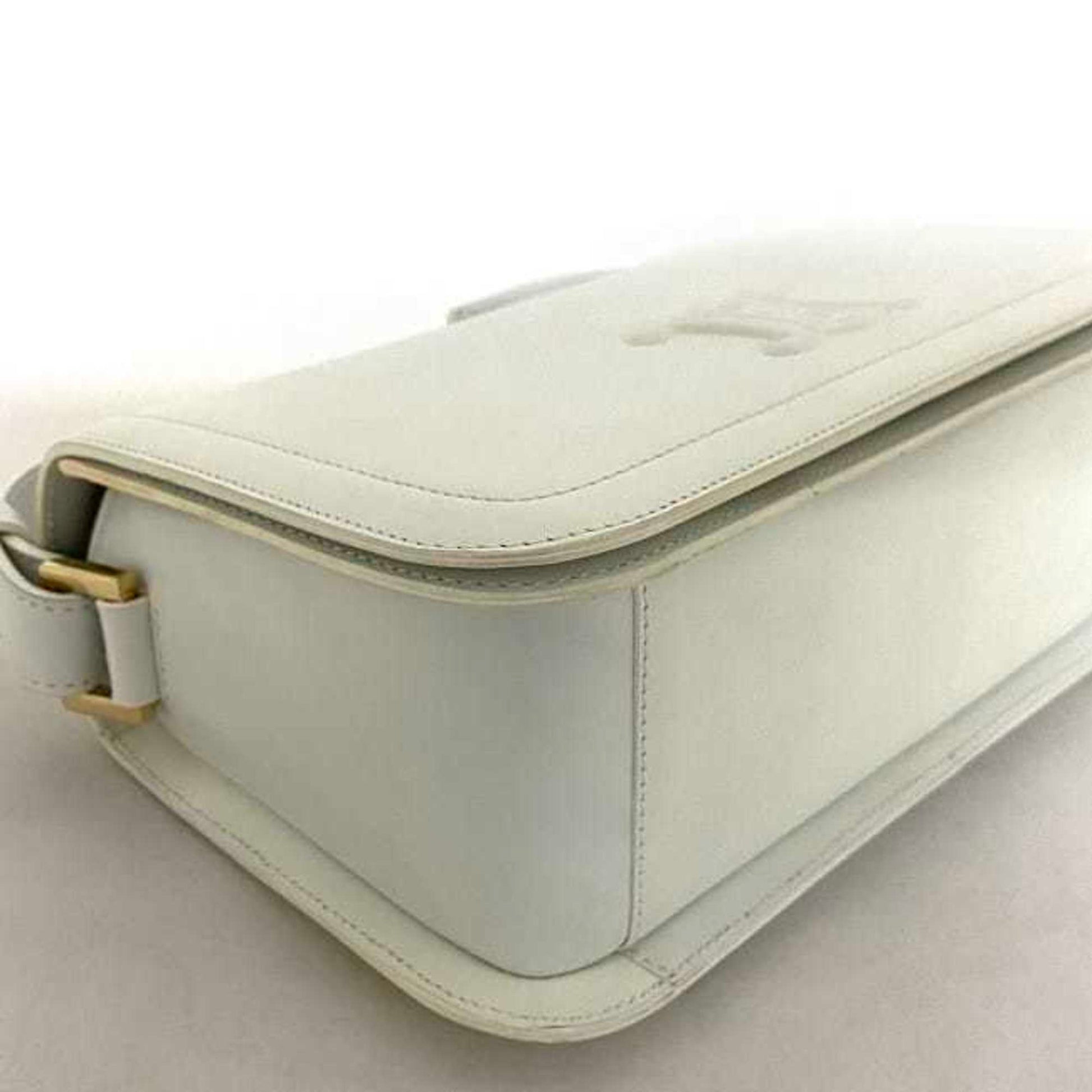 Céline Triomphe, White, Leather, shoulder