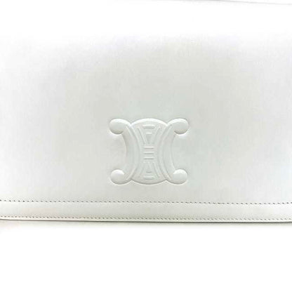 Céline Triomphe, White, Leather, shoulder