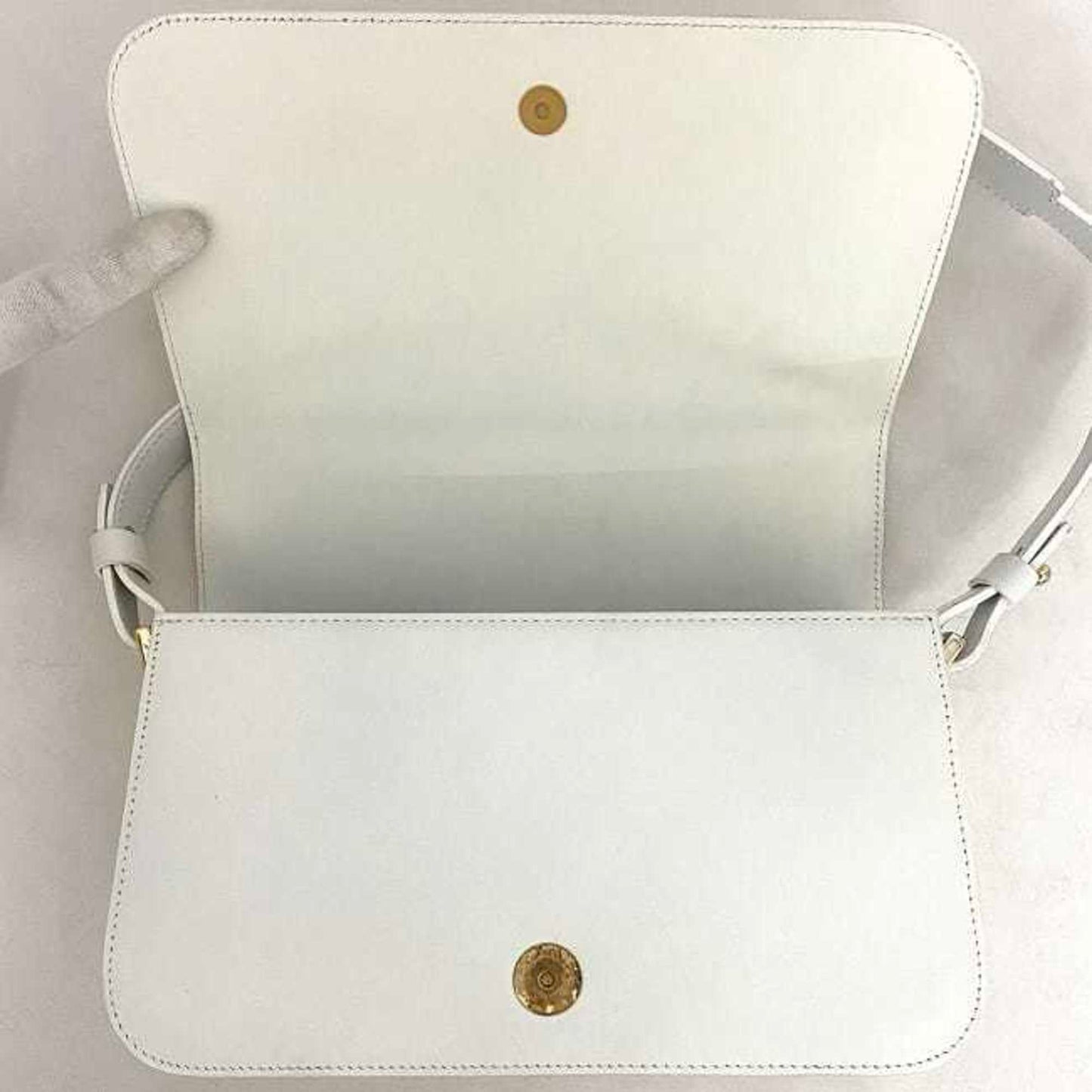 Céline Triomphe, White, Leather, shoulder