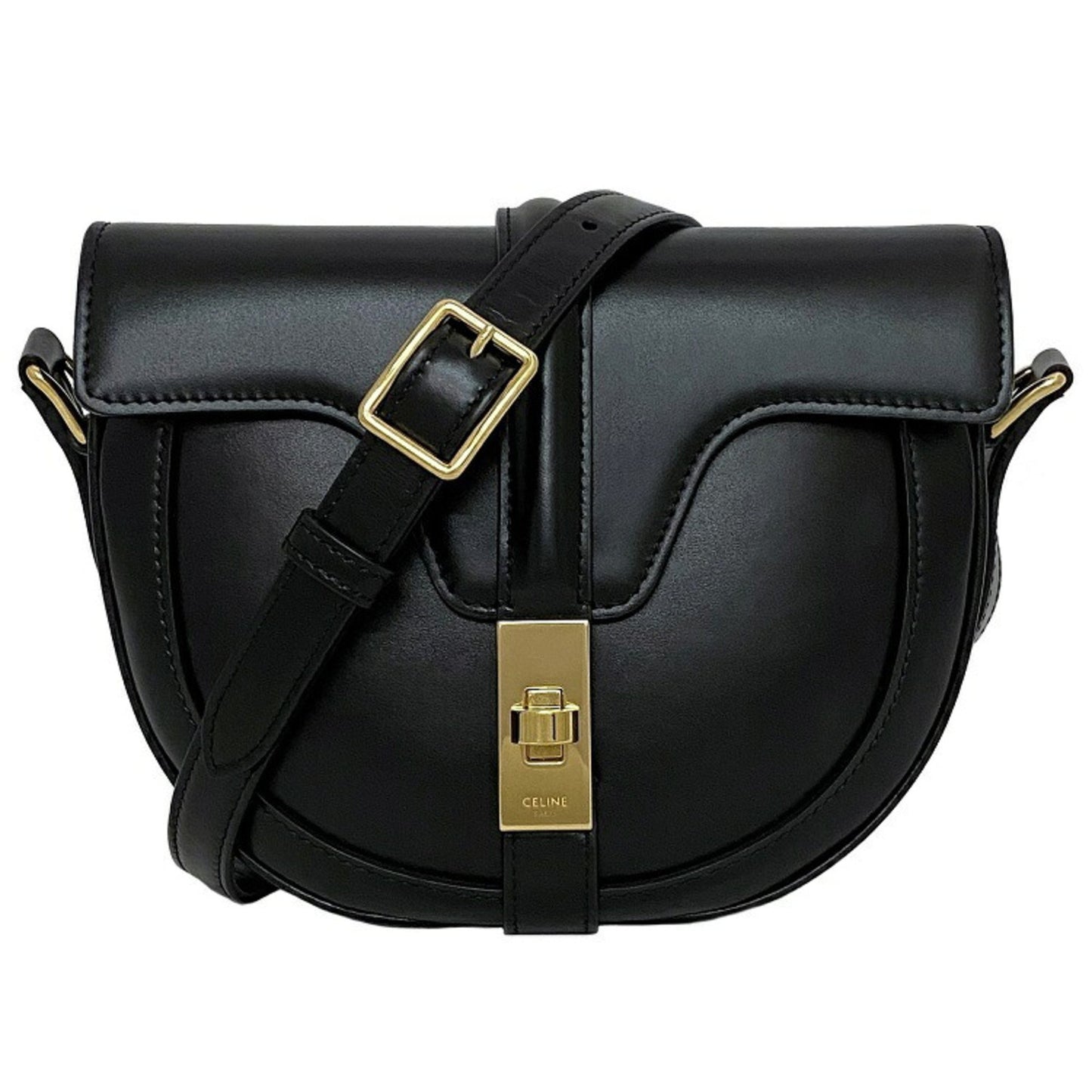 Céline Besace, Black, Leather, shoulder