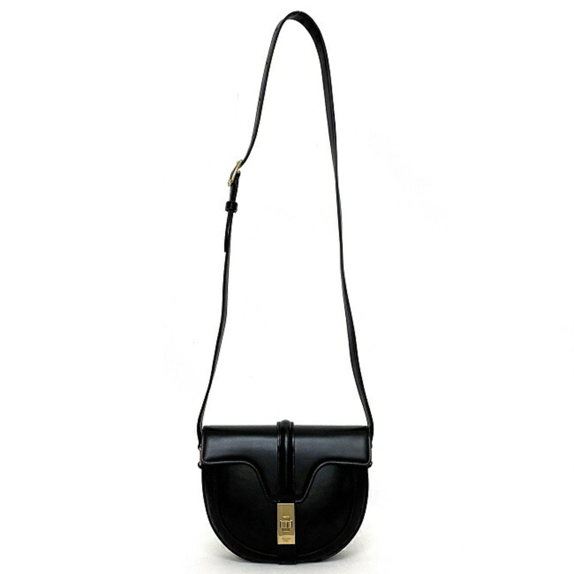 Céline Besace, Black, Leather, shoulder