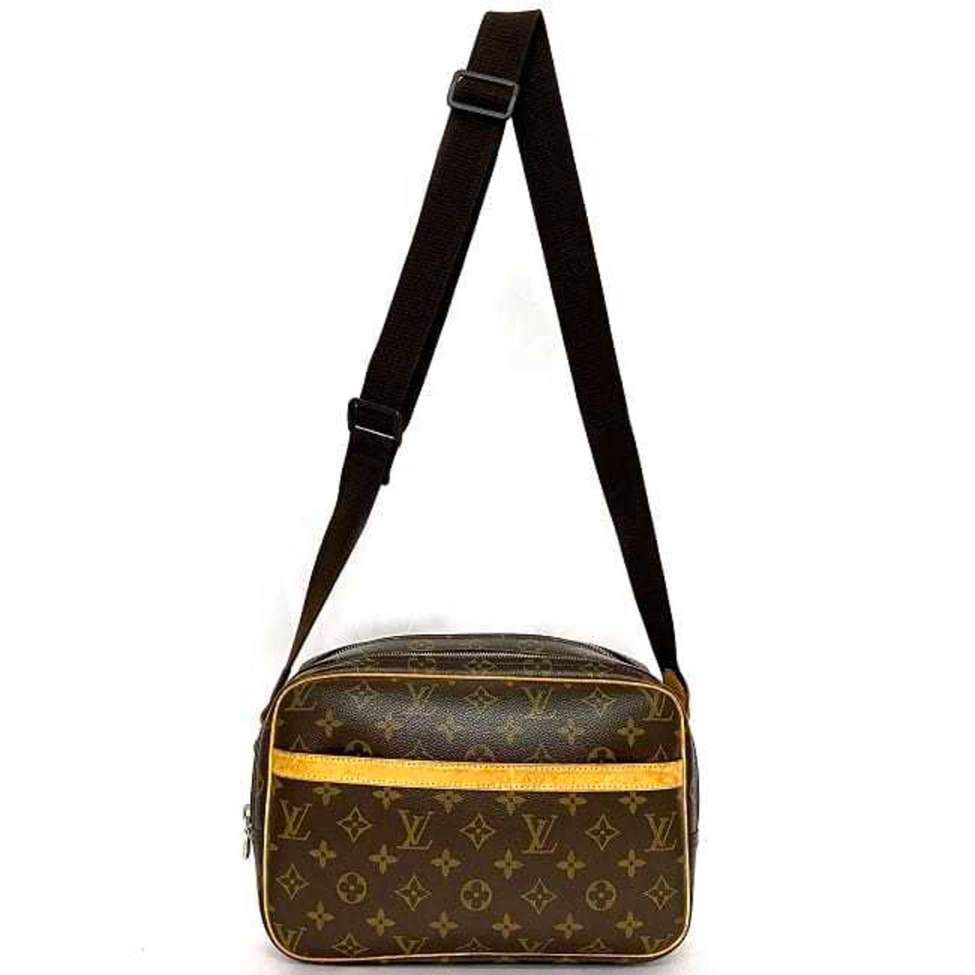 Louis Vuitton Reporter, Brown, Canvas, shoulder