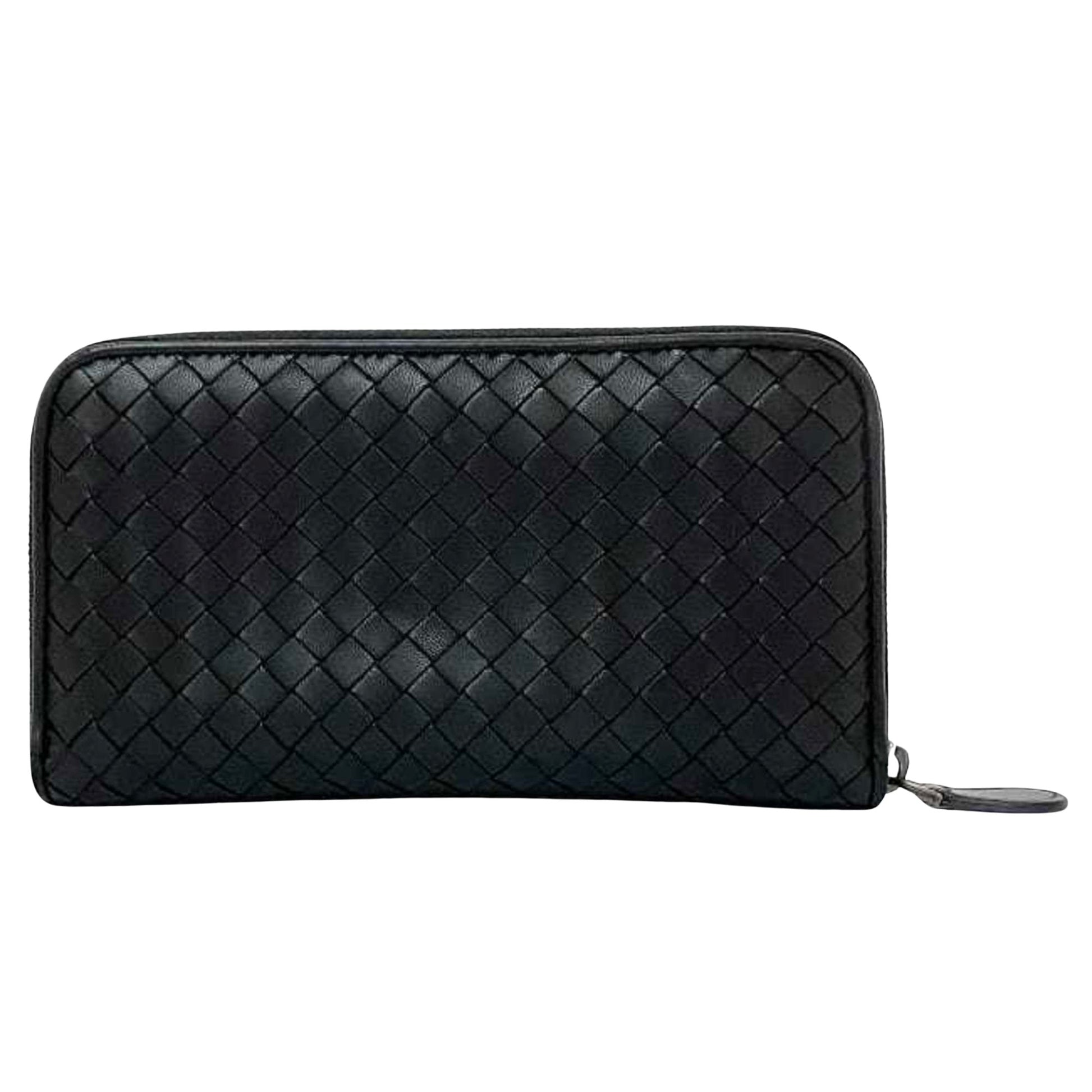 Bottega Veneta Intrecciato, Black, Leather, wallet