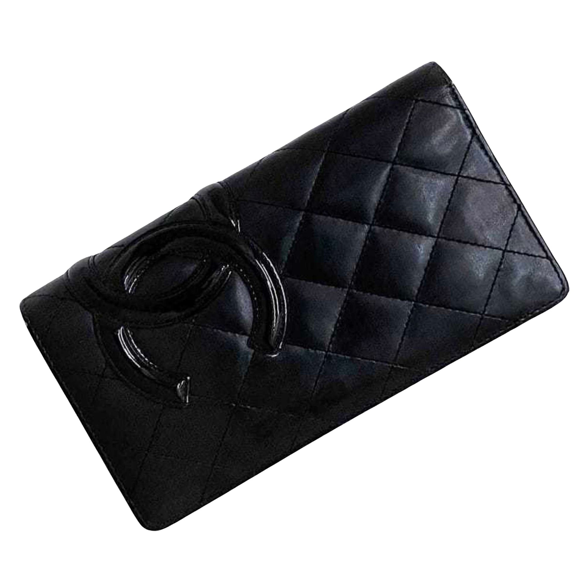 Chanel Cambon, Black, Leather, wallet