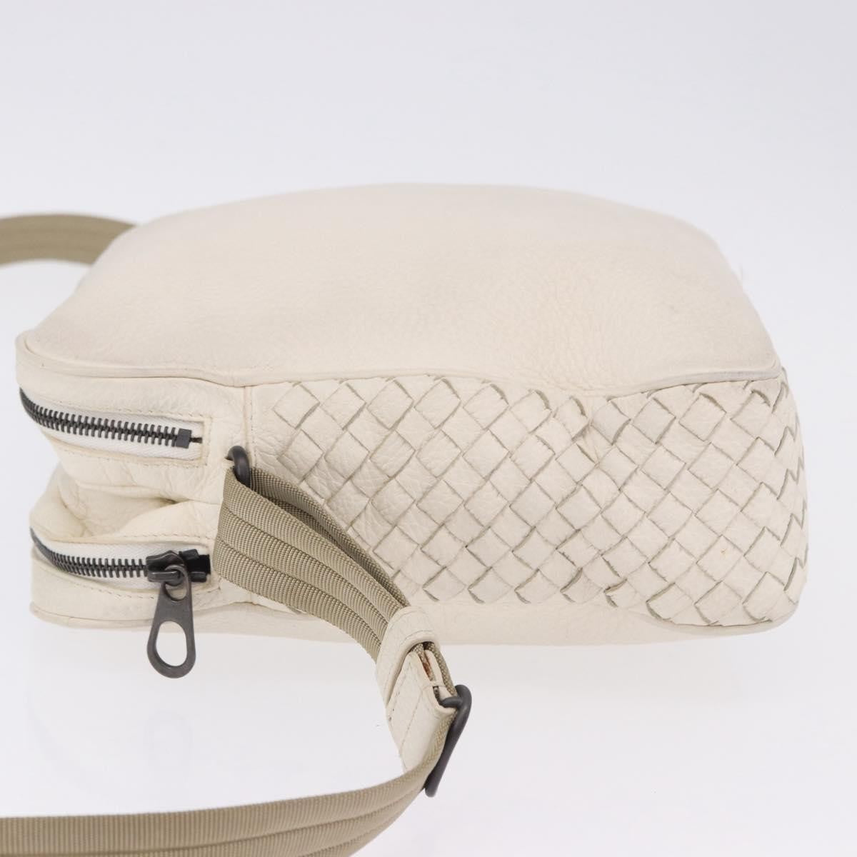 Bottega Veneta Intrecciato Shoulder Leather, White, Leather, Shoulder Bag
