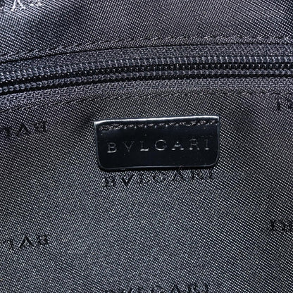 Bvlgari Logomania Canvas with Leather, Blue, Canvas, Shoulder Bag