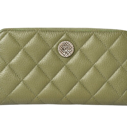 Chanel Matelassé, Green, Leather, wallet