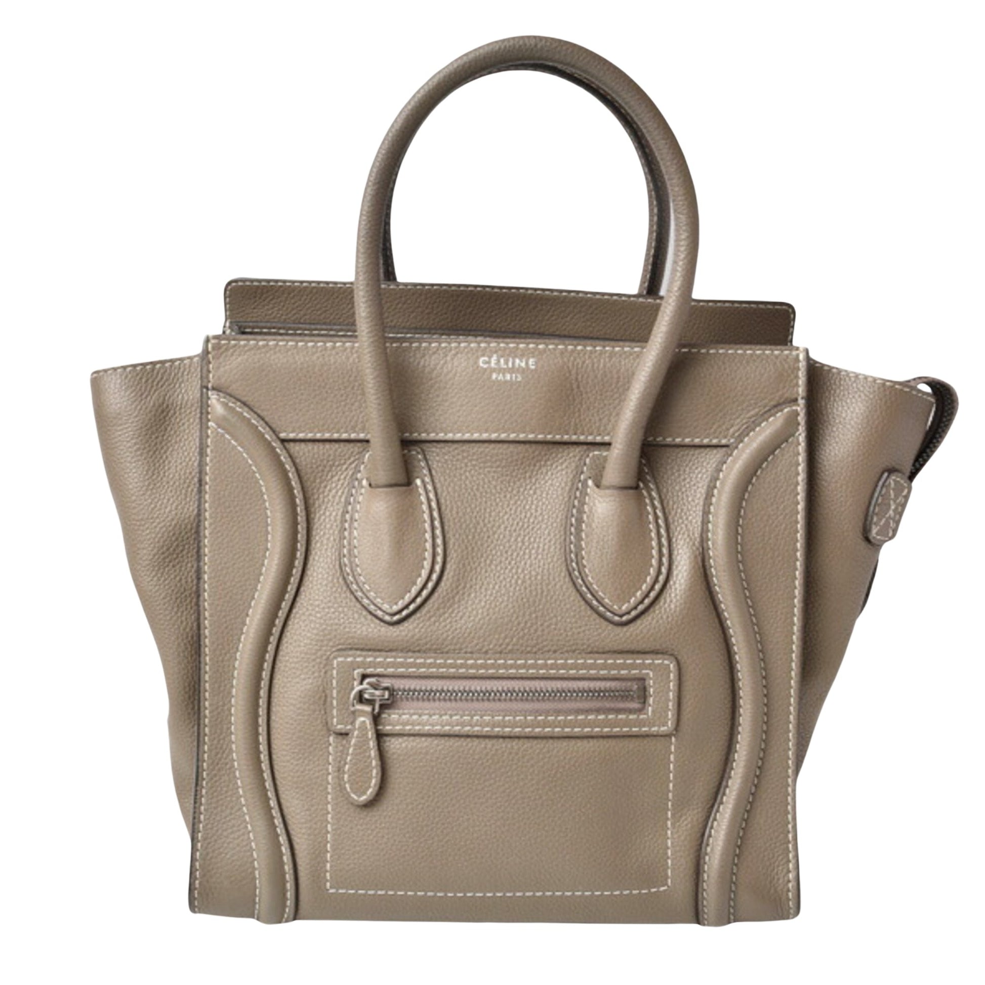 Céline Luggage, Grey, Leather, handbag