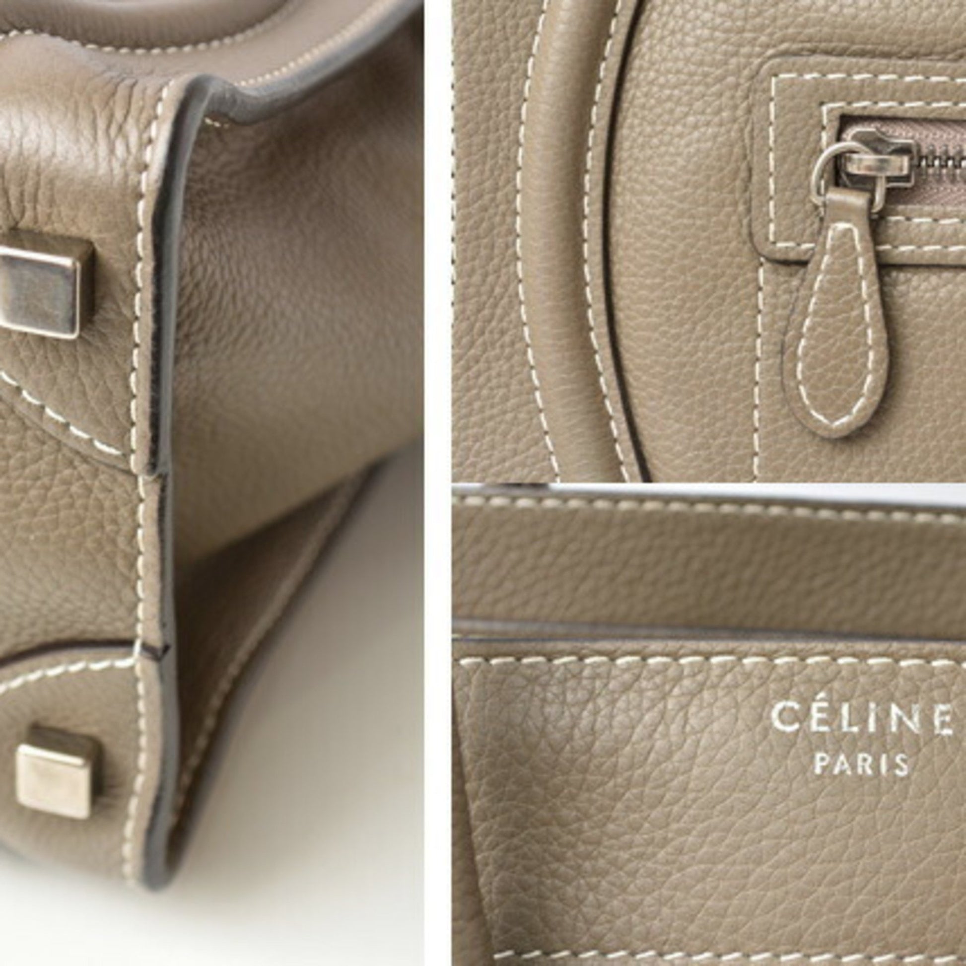 Céline Luggage, Grey, Leather, handbag