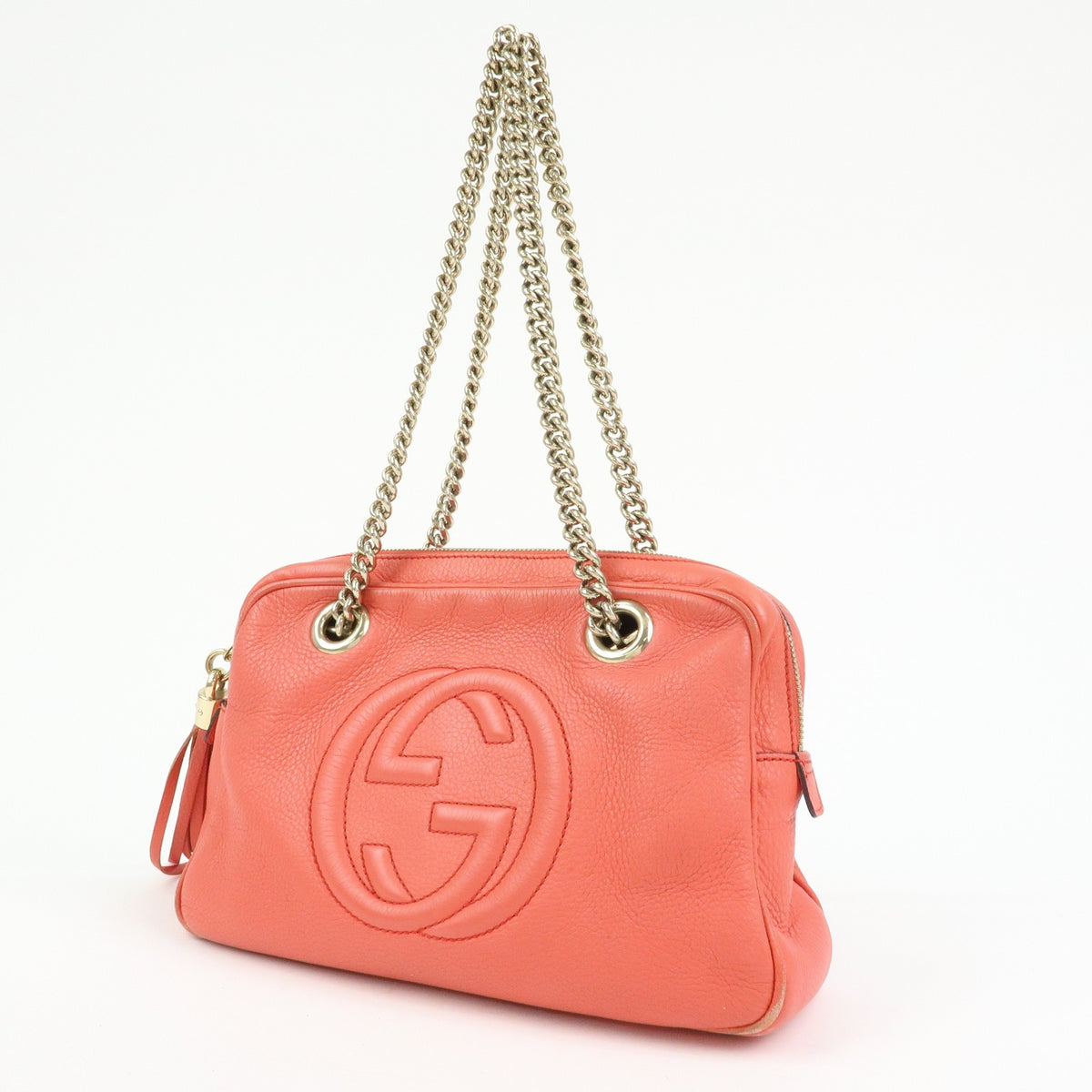 Gucci Soho Chain Zip Leather, Pink, Leather, Shoulder Bag