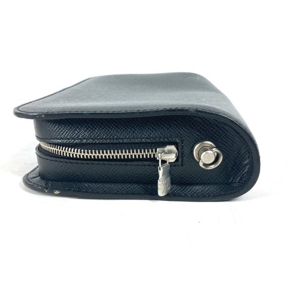 Louis Vuitton Zip Coin Purse Taiga Leather, BLACK, LEATHER, Wallets
