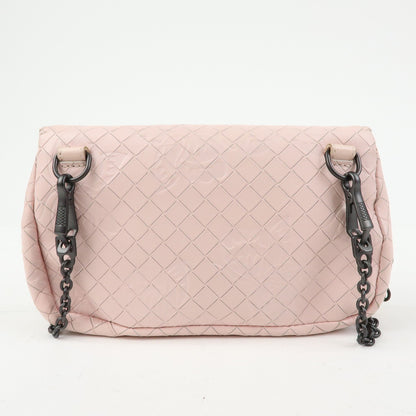 Bottega Veneta Expandable Chain Embossed Intrecciato Nappa, Pink, Leather, Crossbody Bag