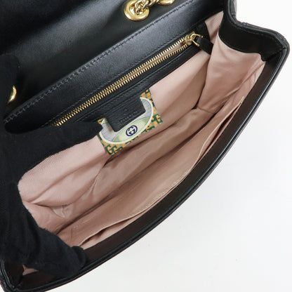 Gucci Rajah Chain Leather, Black, Leather, Tote Bag
