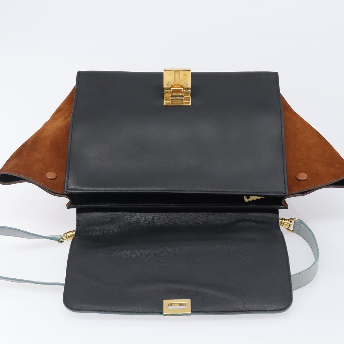 Celine Trapeze Leather, Blue, Leather, Handbag