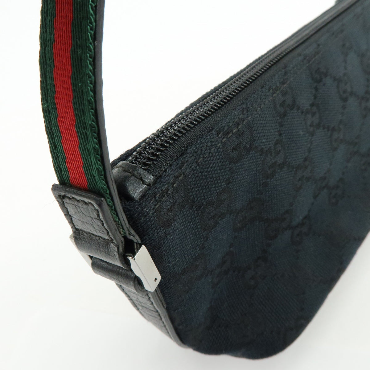 Gucci Boat Pochette GG Denim, Black, Canvas, Clutch