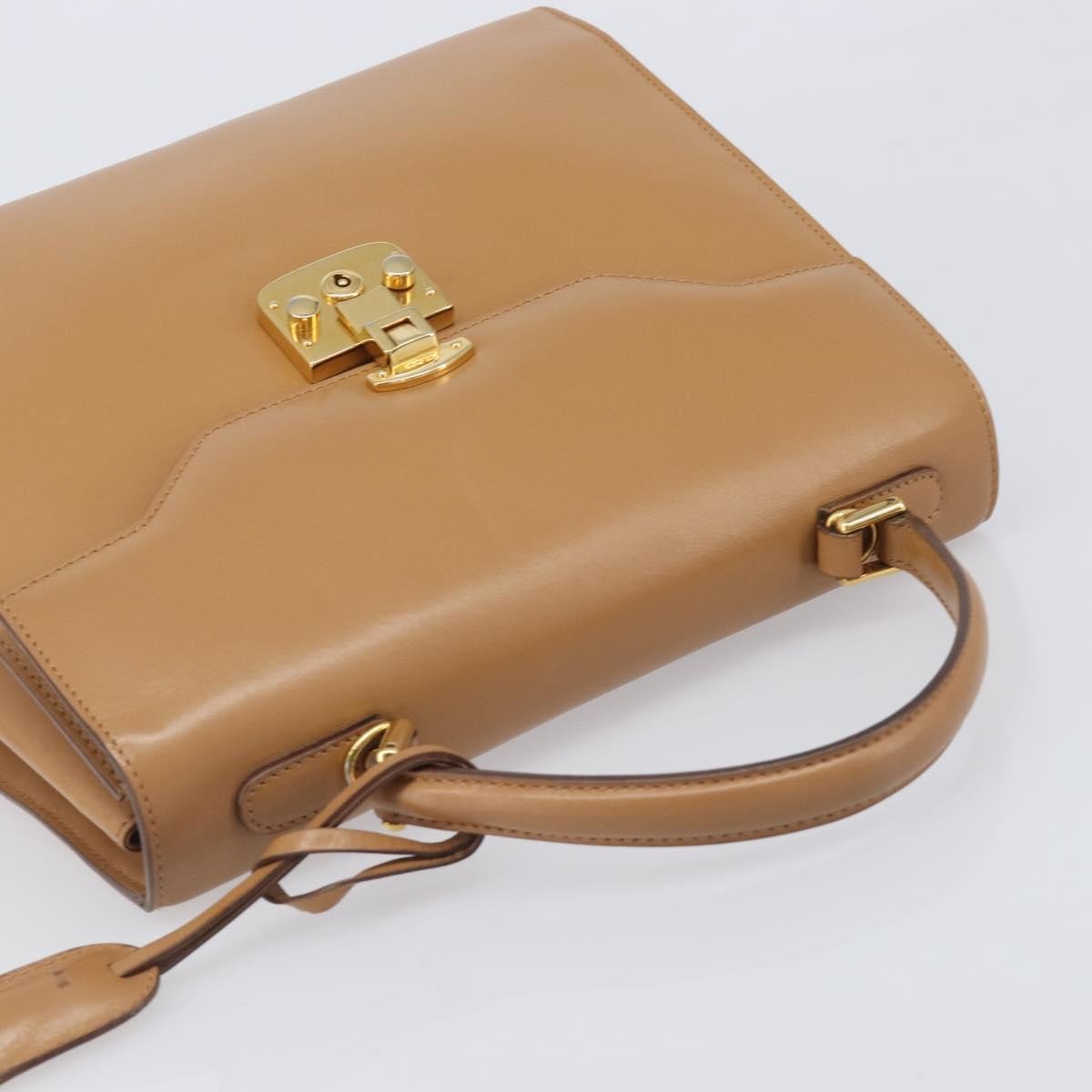 Gucci Vintage Lady Lock Top Handle Leather, Beige, Leather, Handbag