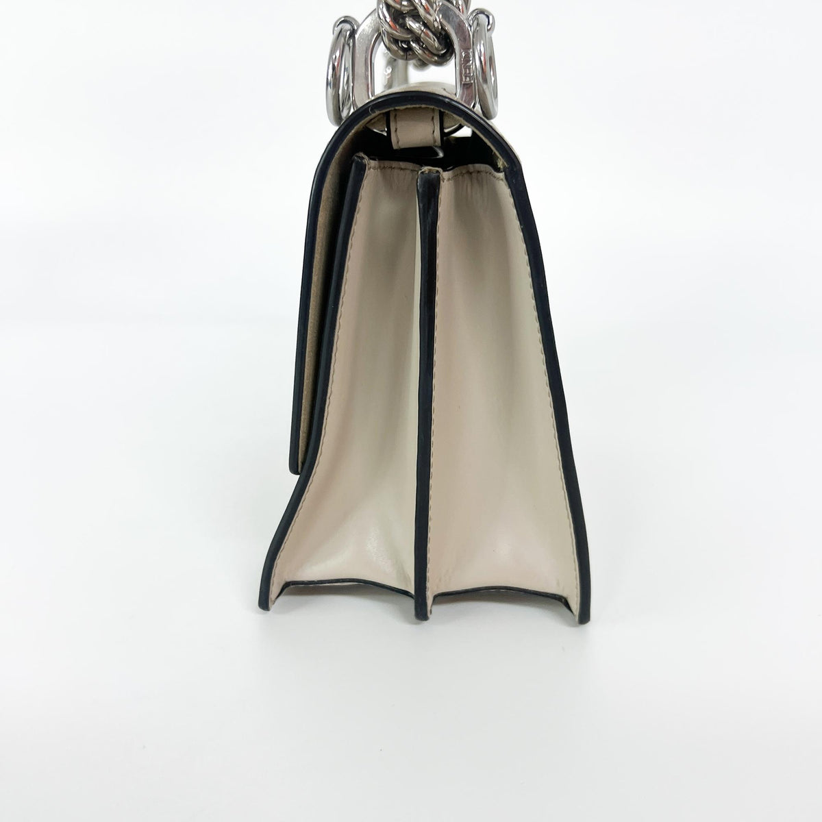 Fendi Kan I Leather, Ecru, Leather, Shoulder Bag