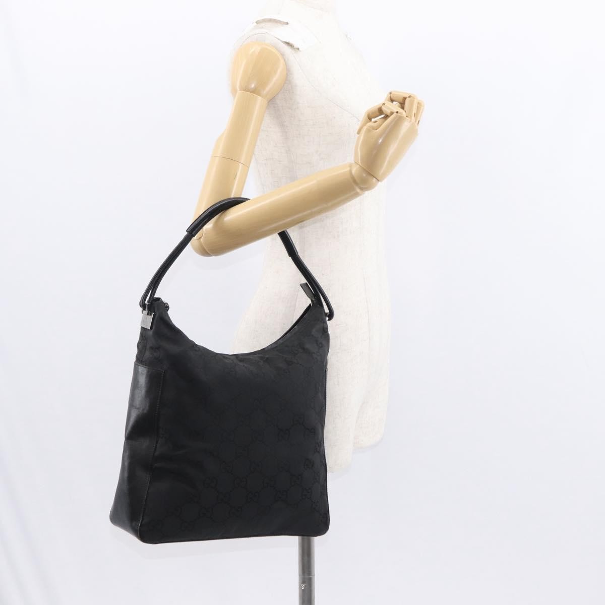 Gucci Vintage Hobo GG Canvas and leather, Black, Canvas, Shoulder Bag