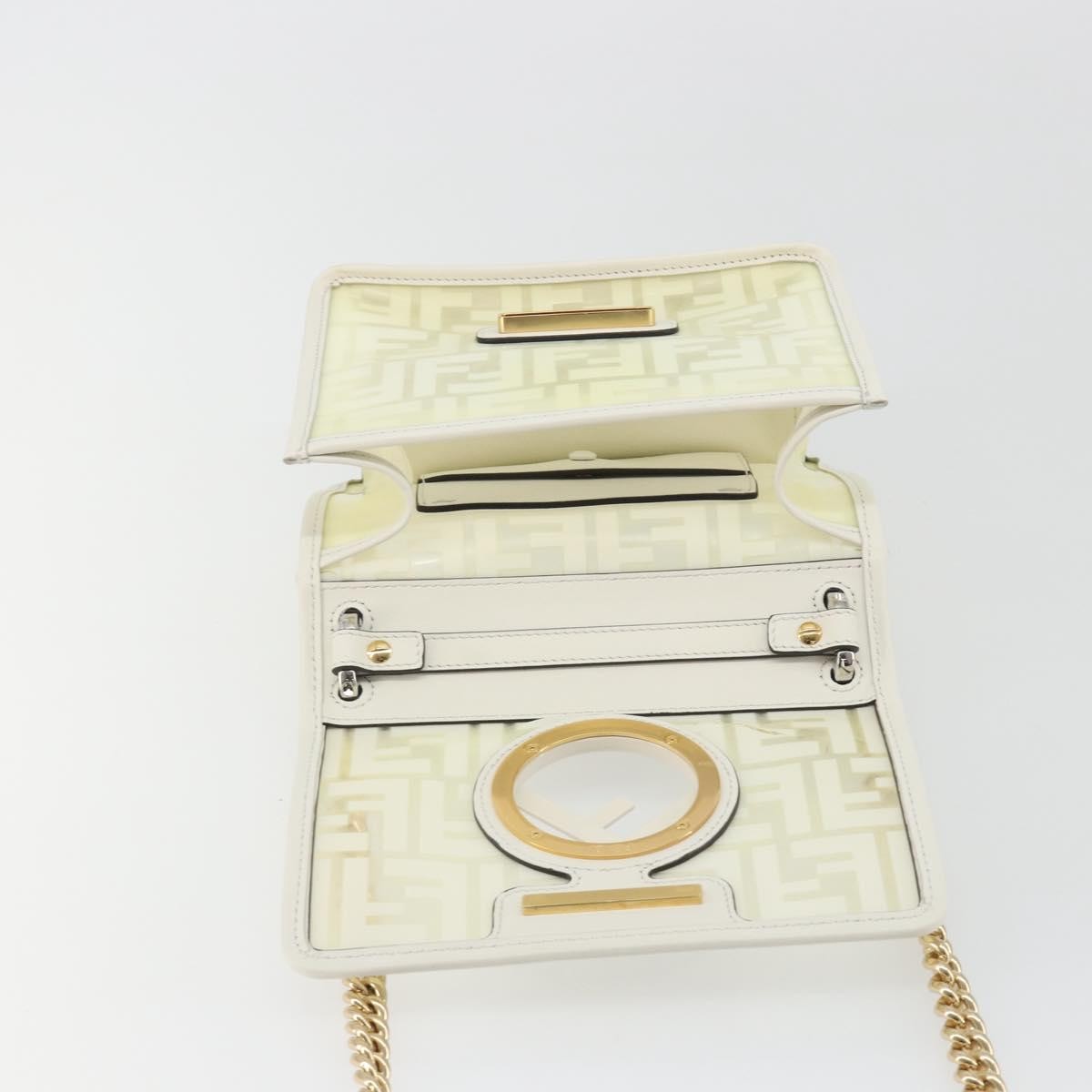 Fendi Kan I F Zucca PU, Clear, Canvas, Shoulder Bag