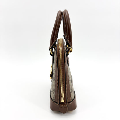 Gucci Horsebit 1955 Top Handle GG Coated Canvas with Leather, Brown, Canvas, Handbag