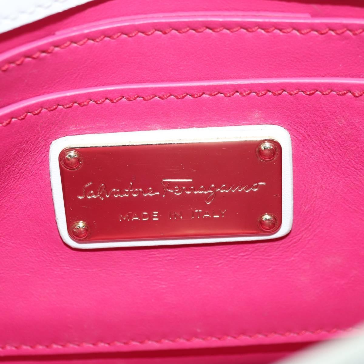 Salvatore Ferragamo Vala Chain Leather, White, Leather, Shoulder Bag