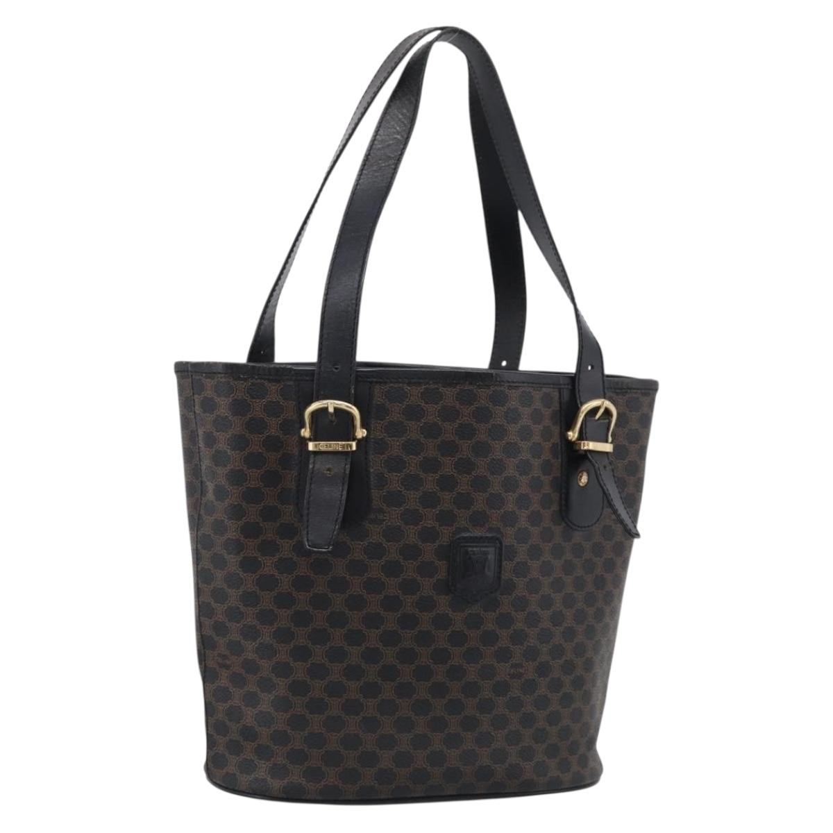 Celine C Macadam Tote PVC leather/ Macadam canvas, Black, Canvas, Shoulder Bag