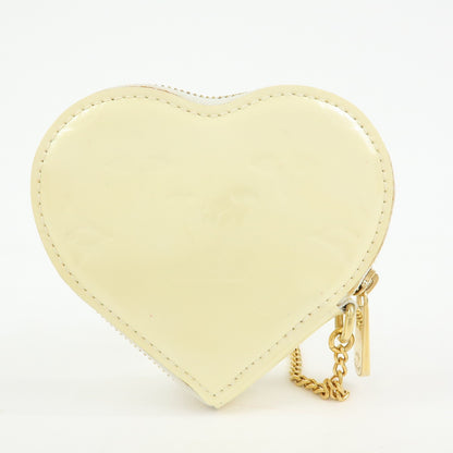 Louis Vuitton Heart Coin Purse Monogram Vernis, Beige, Patent Leather, Clutch