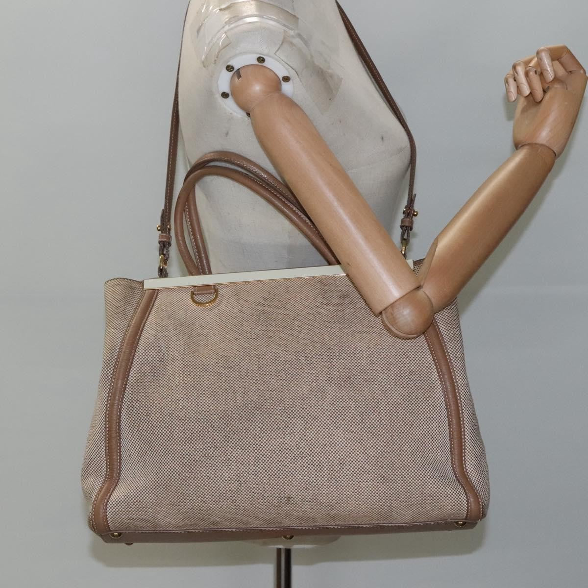 Fendi 2Jours Canvas, Beige, Canvas, Tote Bag