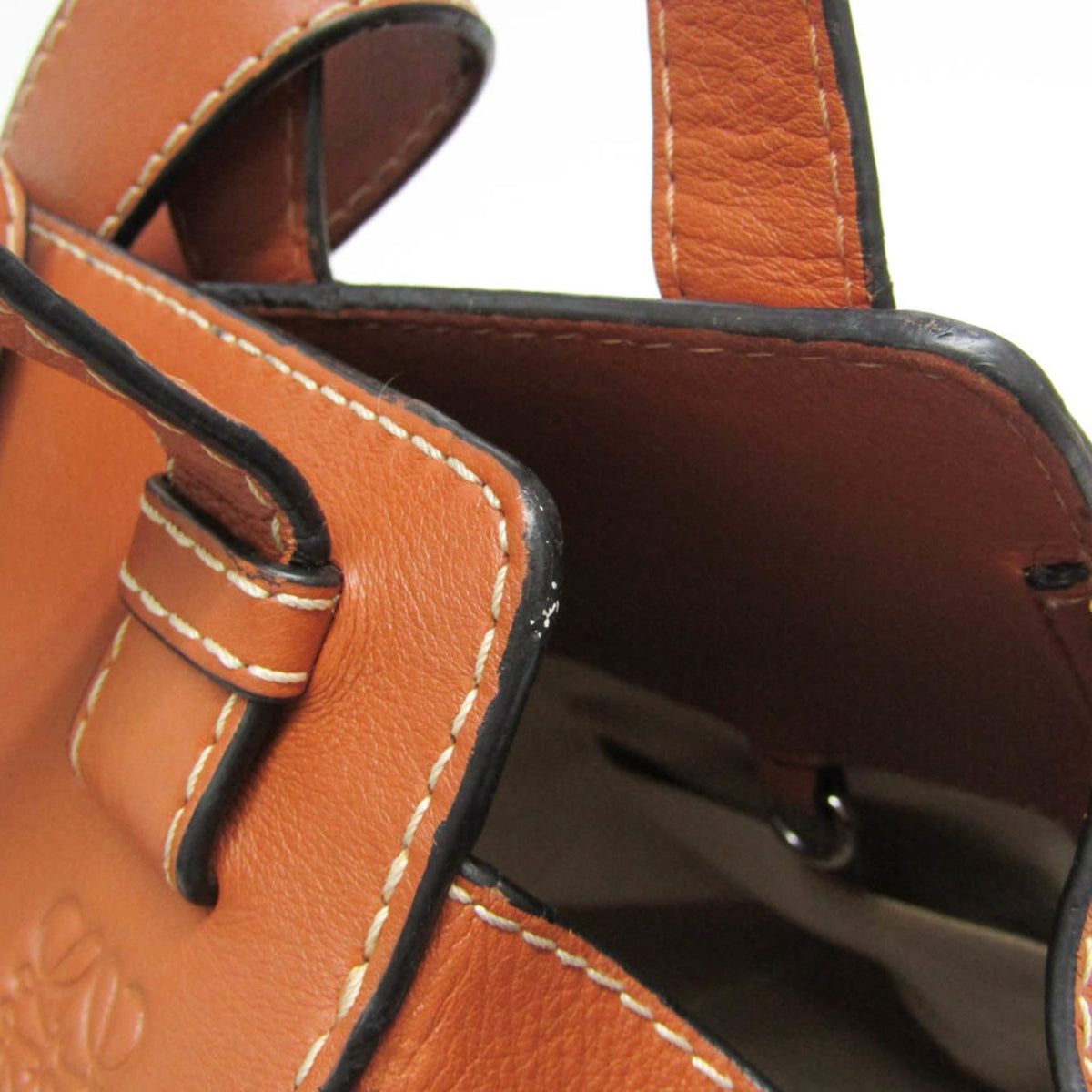 Loewe Hammock Leather and Canvas, Brown, Leather, Handbag