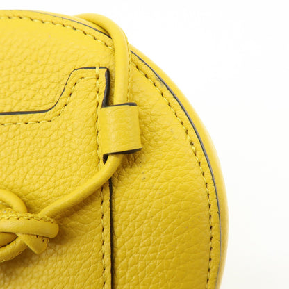 Fendi Vintage FF Round Embossed Leather, Yellow, Leather, Crossbody Bag
