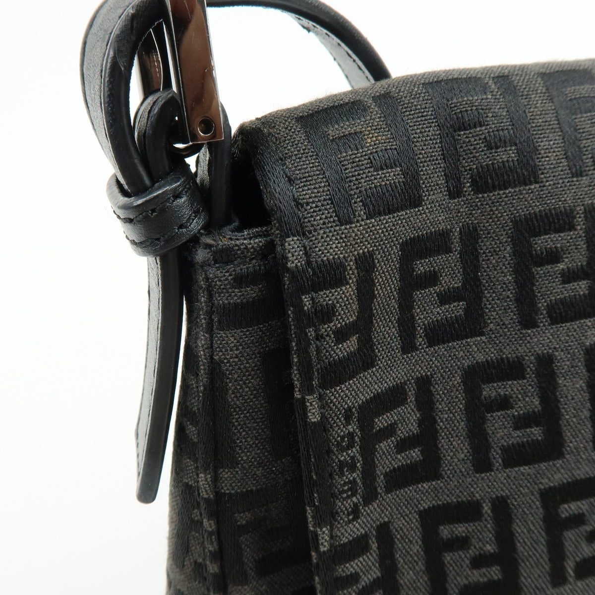 Fendi Zucchino Canvas Mamma Baguette Canvas, Black, Canvas, Shoulder Bag