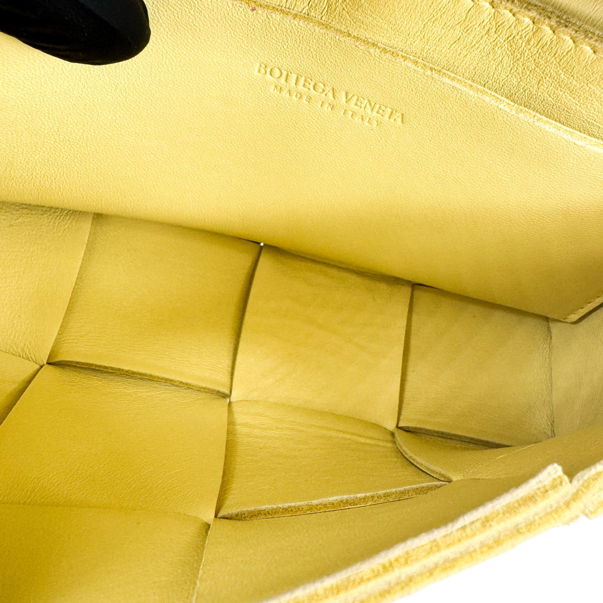 Bottega Veneta Cassette Belt Maxi Intrecciato Leather, Yellow, Leather, Clutch