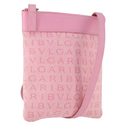 Bvlgari Logomania Canvas with Leather, Pink, Canvas, Shoulder Bag