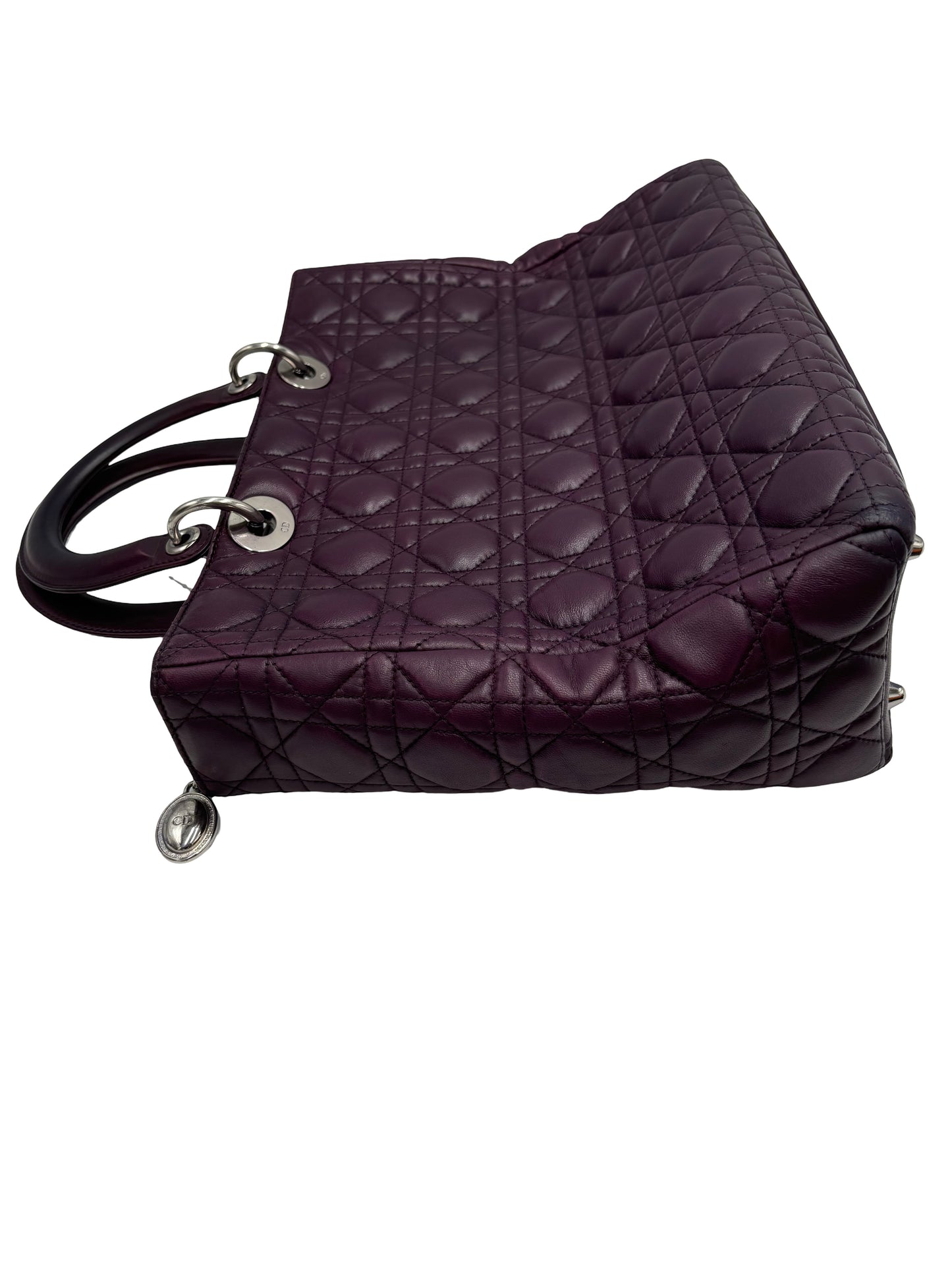 Christian Dior Saddle Handbag with Strap Leather, Purple, Leather, Handbag