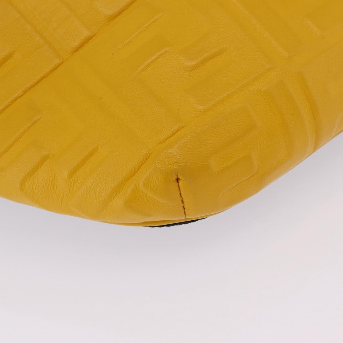 Fendi Zip Waist Zucca Embossed Leather, Yellow, Canvas, Handbag