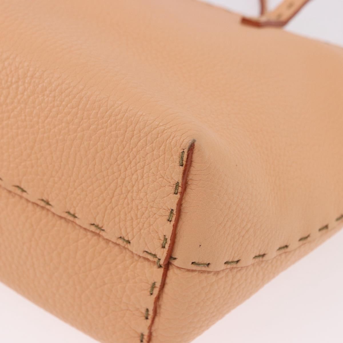 Fendi Selleria Carla Leather, Orange, Leather, Tote Bag