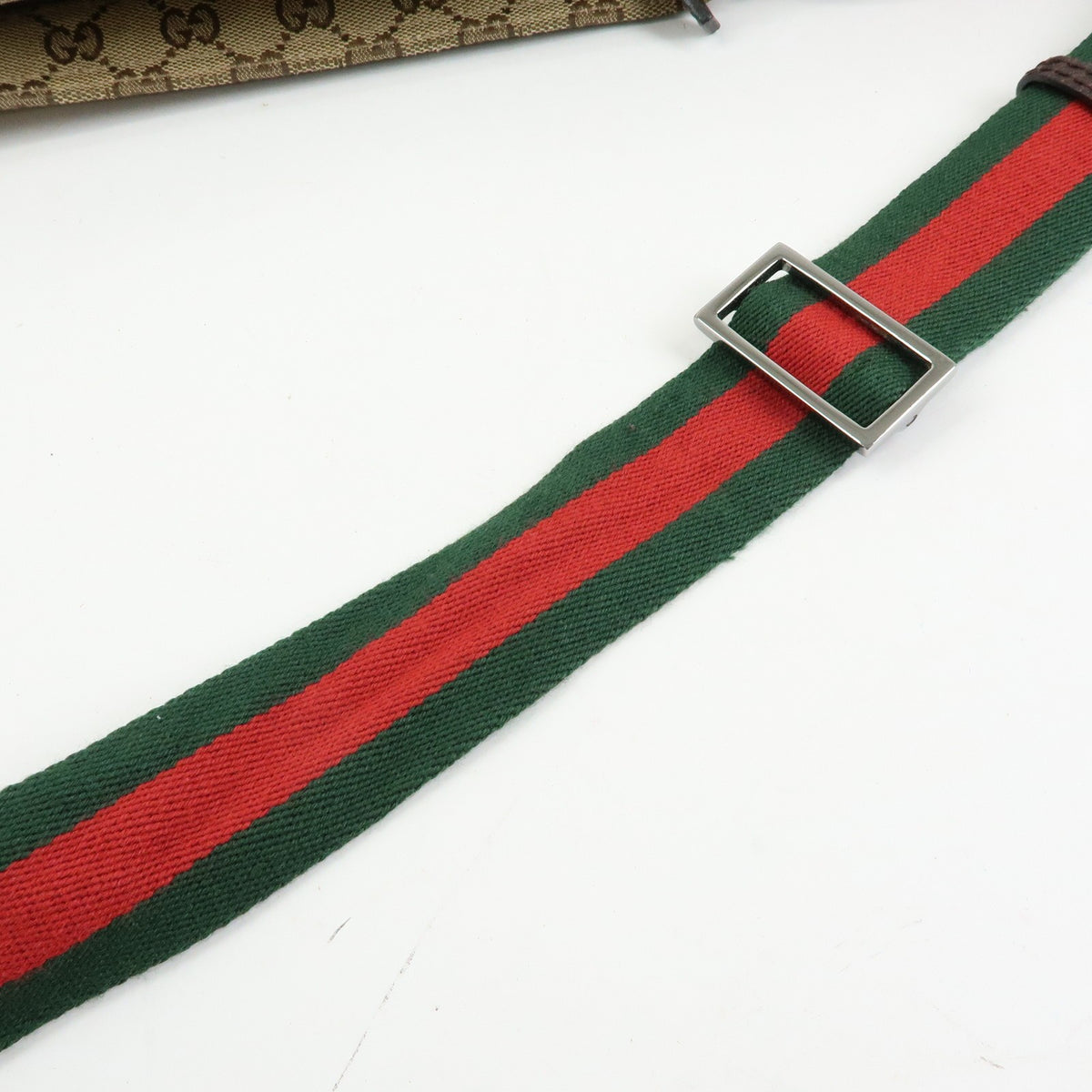 Gucci Web Strap Messenger GG Canvas, Beige, Canvas, Handbag