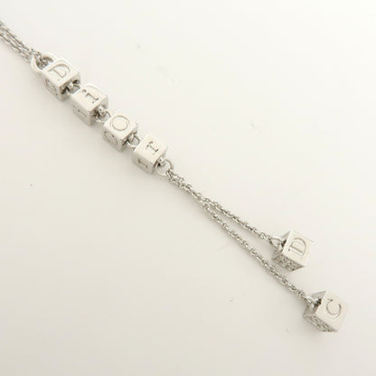 Christian Dior Logo Pendant Metal with Crystal, Silver, Metal, Necklace