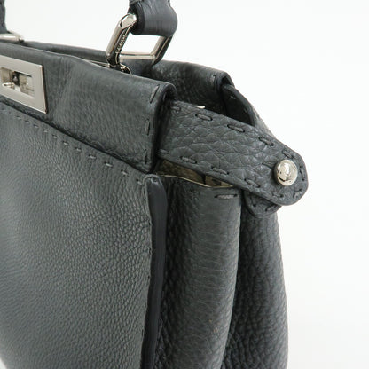 Fendi Selleria Peekaboo Leather, Gray, Leather, Handbag