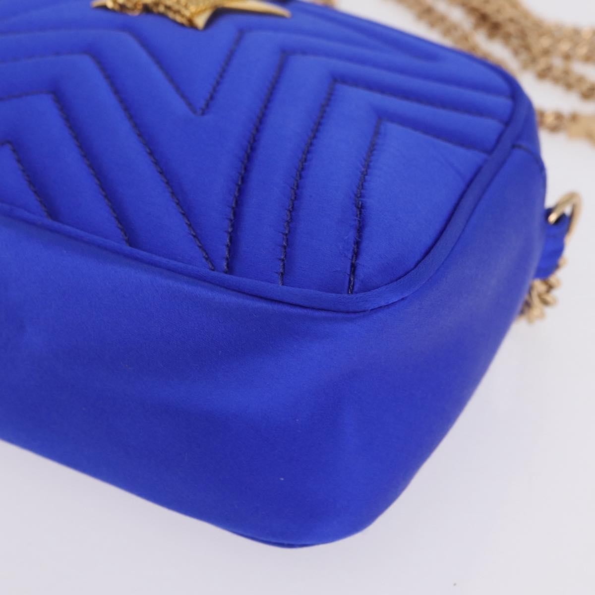 Stella McCartney Stella Star Camera Quilted Satin, Blue, Satin, Handbag