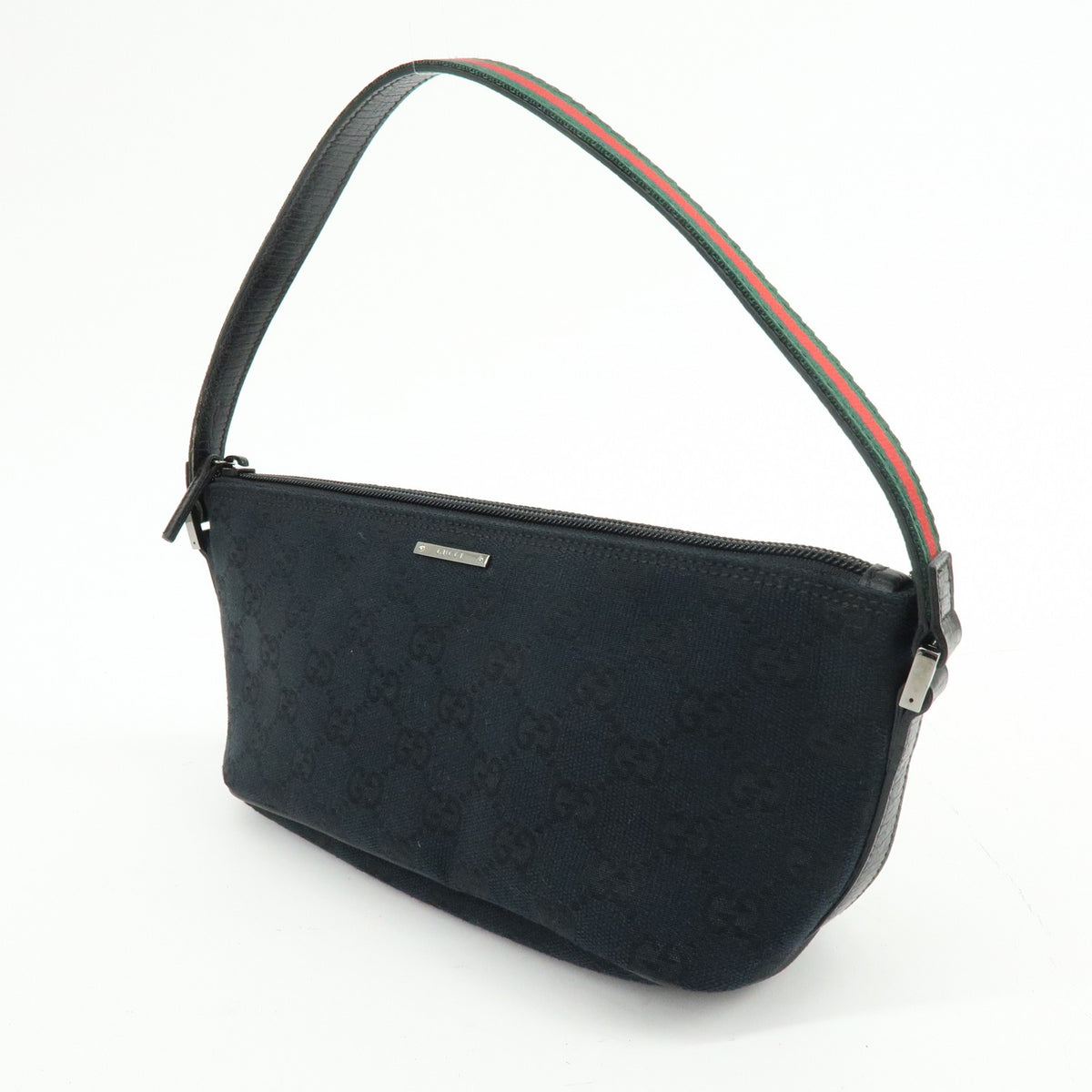 Gucci Boat Pochette GG Denim, Black, Canvas, Clutch
