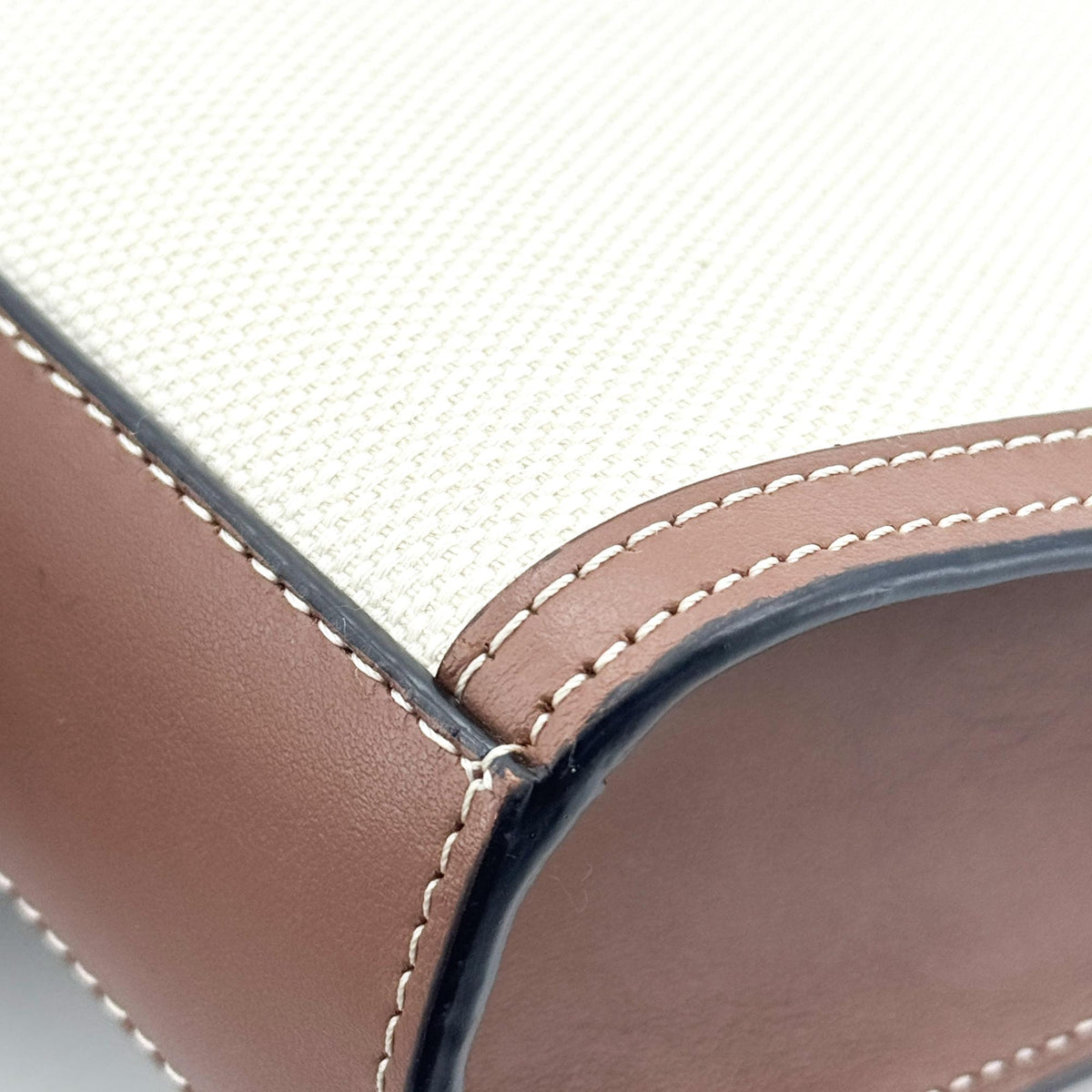 Burberry Logo Pocket Leather with Check Canvas, Brown, Canvas, Tote Bag