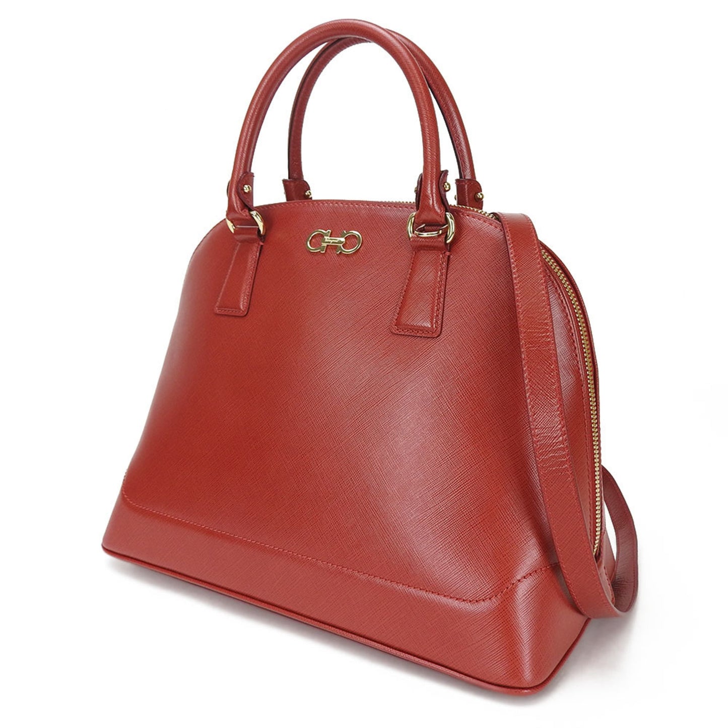 Salvatore Ferragamo Gancini, Red, Leather, handbag