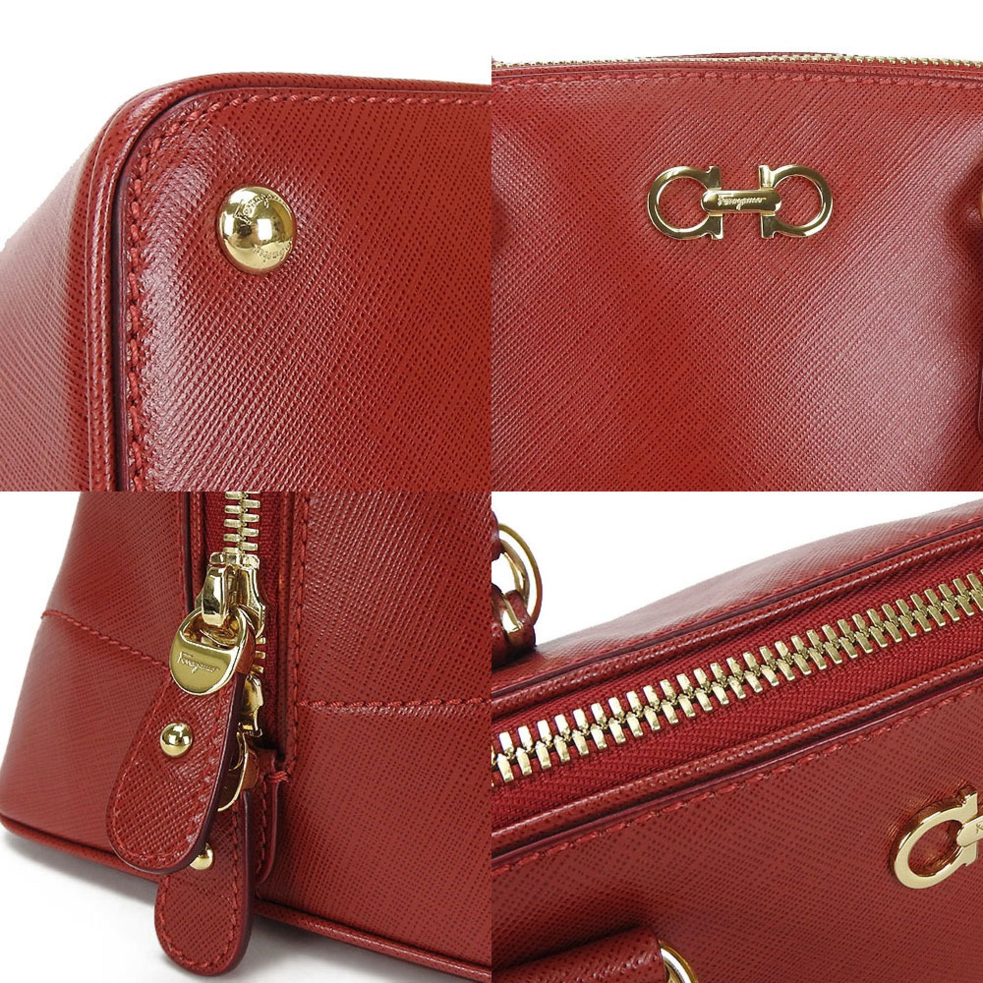 Salvatore Ferragamo Gancini, Red, Leather, handbag