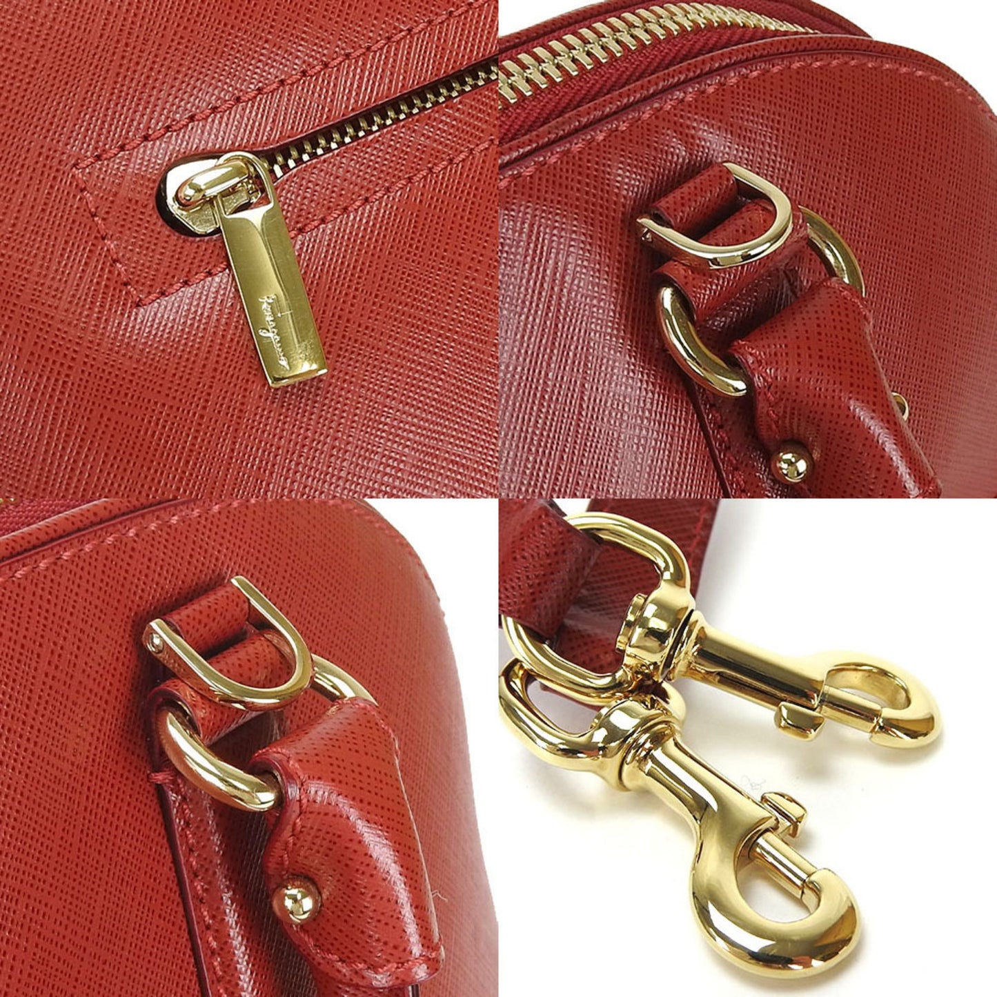 Salvatore Ferragamo Gancini, Red, Leather, handbag