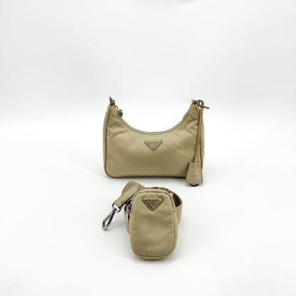 Prada Re-Edition 2005 Tessuto, Beige, Nylon, Shoulder Bag