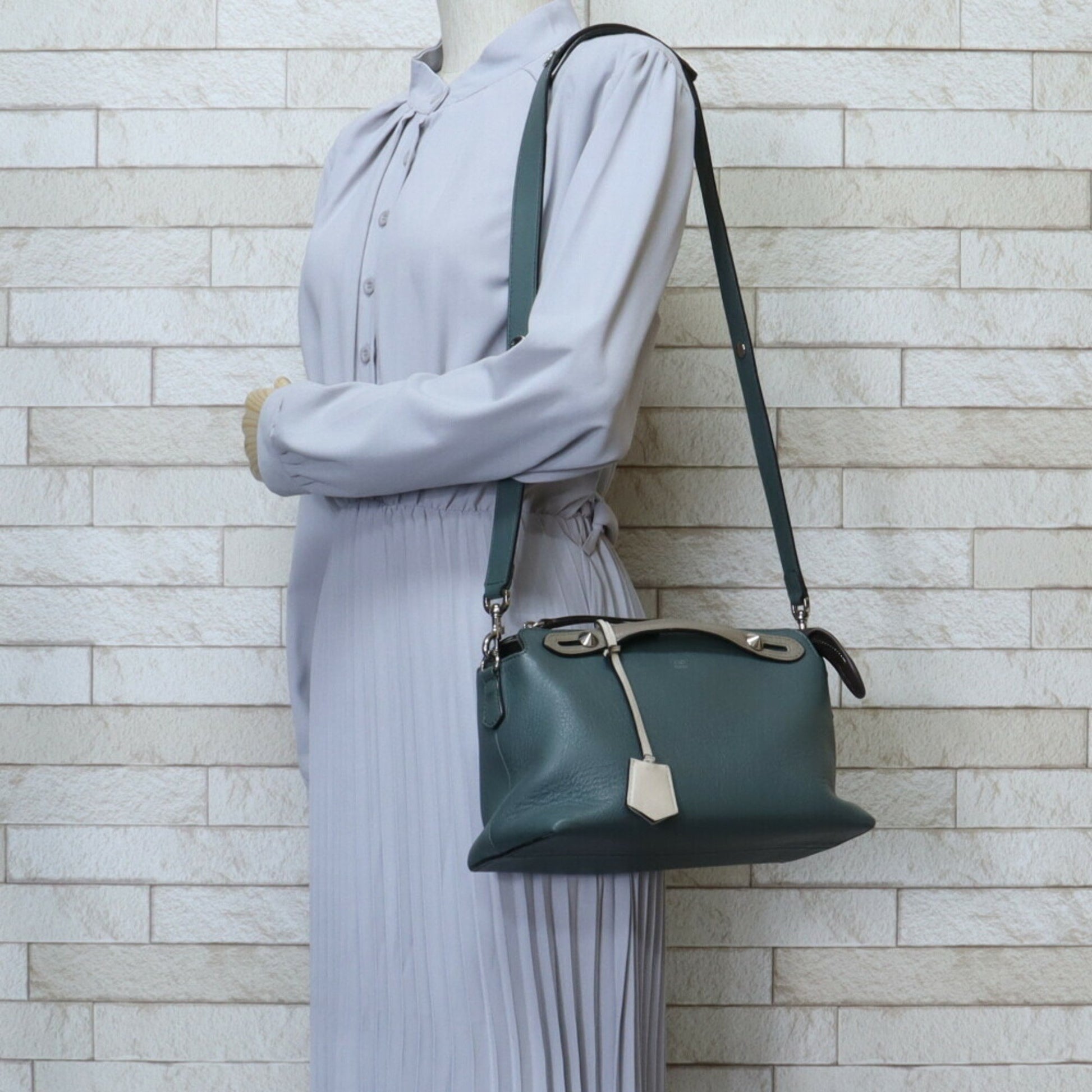 Fendi By The Way, Green, Leather, handbag